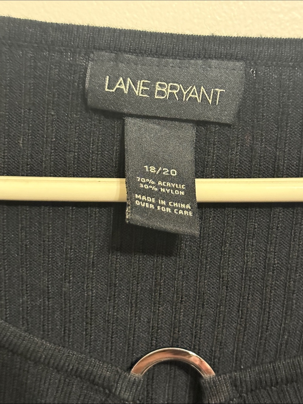 Lane Bryant Black Long Sleeve Top with Metal Ring Keyhole - Picture 2 of 3